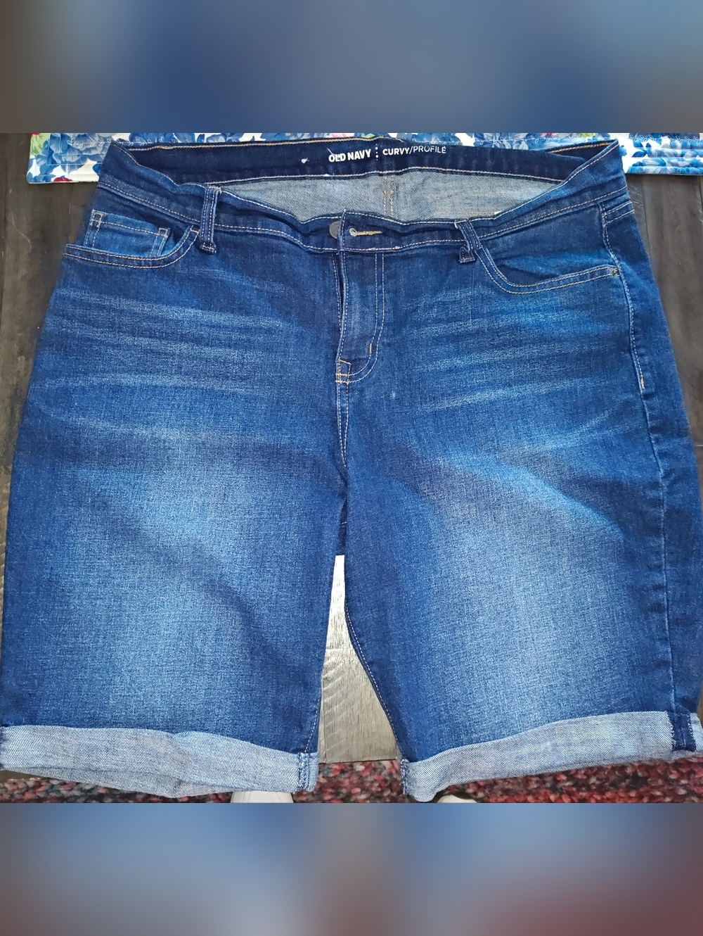 Old Navy Blue Curvy Denim Bermuda Shorts